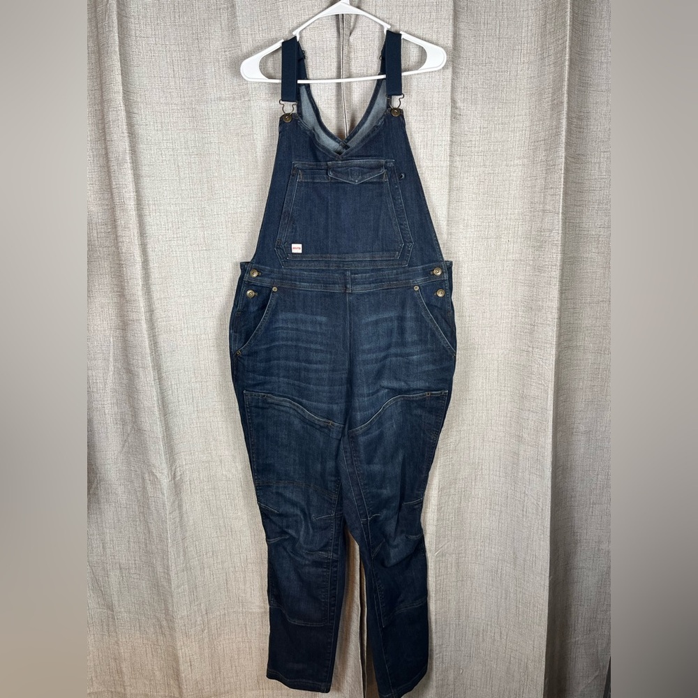 DULUTH Trading Double Flex Denim Bib Overalls Women's 18 Regular Blue Heirloom - Picture 2 of 7